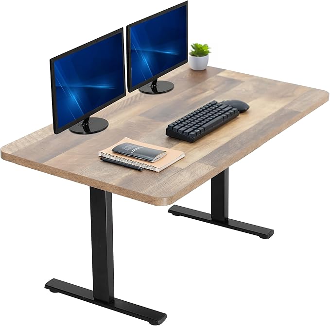 VIVO Electric 43 x 24 in Standing Desk Memory Height Adjustment 1B Series Holds 220 lbs One-Piece Reclaimed Wood Top Black Frame DESK-KIT-1B4P