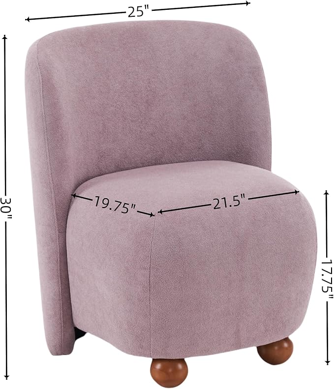 Comfy Reading Chair for Kids Teens &amp Adults Armless Barrel Chair Upholstered Single Sofa Chair &amp Occasional Chair for Living Room Small Chair &amp Corner Chairs for Bedroom (Purple)