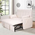 Oversized 3-in-1 Convertible Sleeper Sofa Bed Futon Couch with Pullout Bed 2-Seater Loveseat Sofa w/Pockets Adjustable Backrest and Pillows for Living Room Apartment (White-Button Tufted)