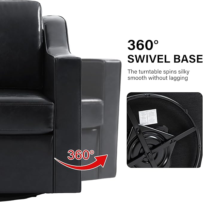 Swivel Accent Chair Modern Round Barrel Arm Chair for Living Room Bedroom Comfy Club Reading Chairs for Adults
