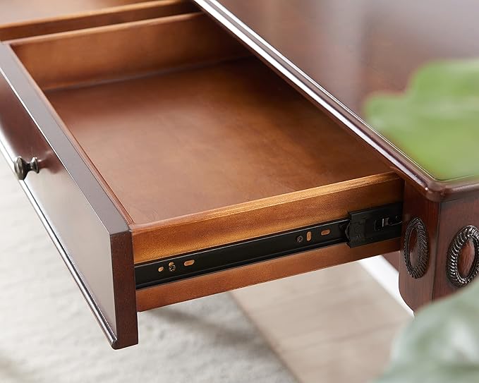 Large Computer Desk Office Table With 2 Drawers 46 Solid Wood Study Writing Desk Workstation With Storage SpaceMid-Century Vanity Dressing Table for Home OfficeCherry Walnut BSZ1533WD-1