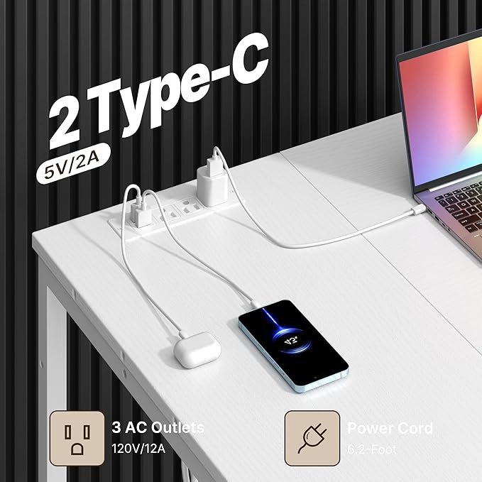 Gizoon 53 Inch White L Shaped Gaming Desk with CPU Stand &amp Power Outlet - Reversible Corner Desk with Drawers Storage Shelves and 2 Hooks for Gaming Setup Home Office Living Room