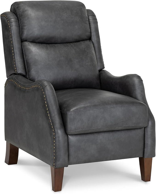 Leather Pushback Recliner Faux Armchair with Rivet Decoration Single Sofa Accent Chair for Living Room Bedroom