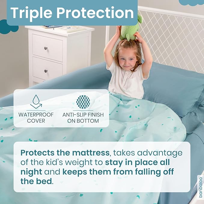 BANBALOO | Bed Bumper for Toddlers - Premium Model | XL Bed Barrier with Mattress Cover | Toddler Bed Bumper | Easy Setup and Quick Installation | Queen King Twin Full-Size Bed | Foam and Cotton