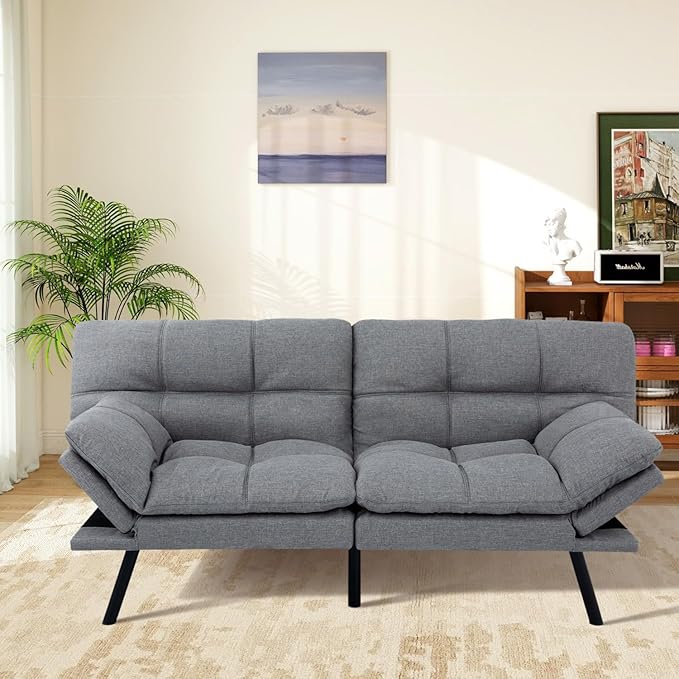 MUUEGM Futon Sofa Bed Memory Foam Futons Modern Office Couch Sleeper Bed Convertible Love seat Sofa for Small SpacesApartmentOffice with Adjustable Armrest Backrest