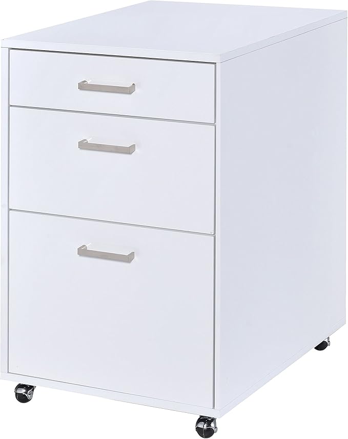 Acme Coleen Mobile File Cabinet in Glossy White