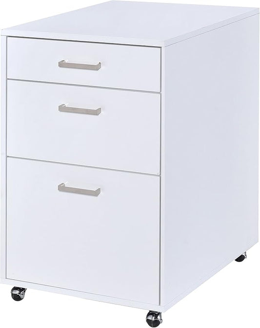 Acme Coleen Mobile File Cabinet in Glossy White
