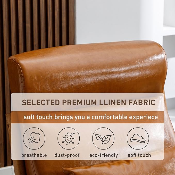 ANJ Mid Century Modern Accent Chair with High Back Single Lounge Armchair with Solid Wood Frame Comfy Reading Chair for Living Room Easy Assembly