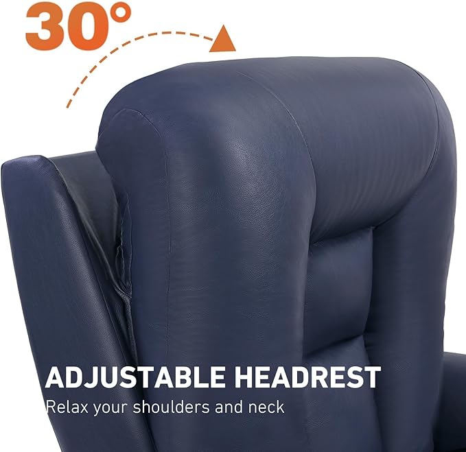EONIX Four Motor Lay Flat Power Lift Recliner Chair for Elderly 400lbs Electirc Lift Chair for Living Room Independent Adjustable Lumbar Support &amp Headrest Extended Footrest Navy Blue