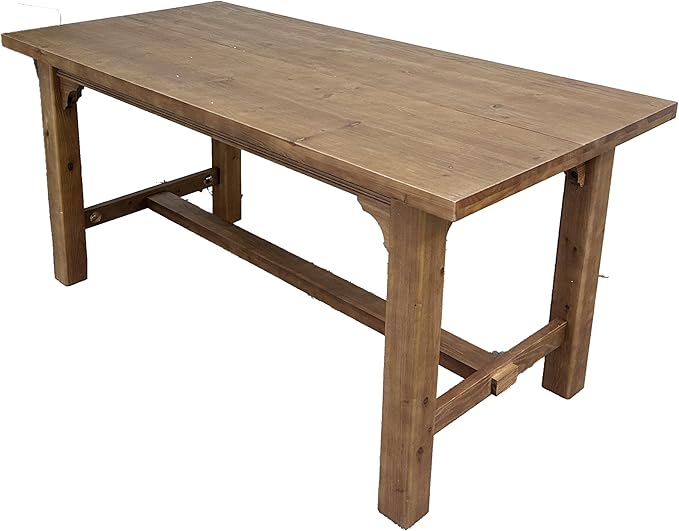 63‑Inch Executive Desk Solid Wood Computer Workstation for Home Office Large Office Desk with Foot Bar Farmhouse Writing Table in Brown