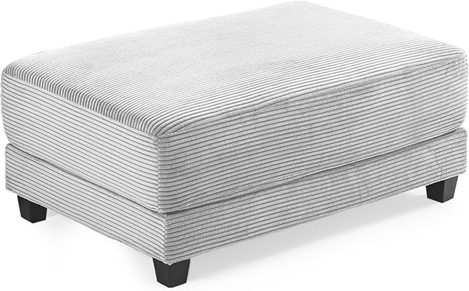 Corduroy Ottoman for Sectional Sofa Modular Footrest with Wooden Legs 43.7 x 29.1 x 18.5 Inches Convertible Furniture for Living RoomGray