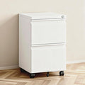2 Drawer File Cabinet with LockRolling Filing Cabinet with Wheels for Home OfficeUnder Desk Metal File CabinetOffice Storage OrganizerWhite