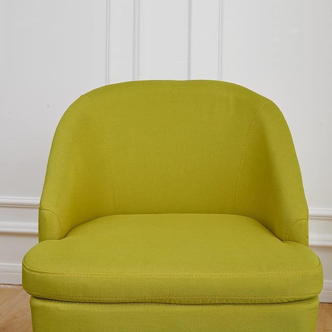 SIMPLEOPULENCE Accent Barrel Chair for Living Room Modern Fabric Upholstered Club Chair with Curved-Back and Solid Wood Legs Comfy Armchair Single Sofa for Bedroom Reading Room Guestroom(Green)