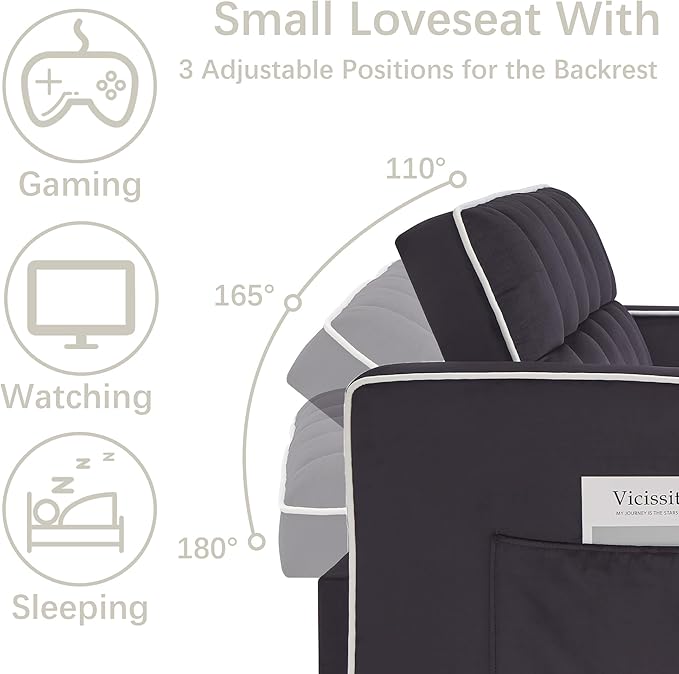 Loveseat Sofa Bed with USB Ports Phone Holder &amp Cup Holders | Convertible Futon Couch for Small Spaces Pull-Out Sleeper Sofa for Living Room &amp Apartments (Grey Double Seat)