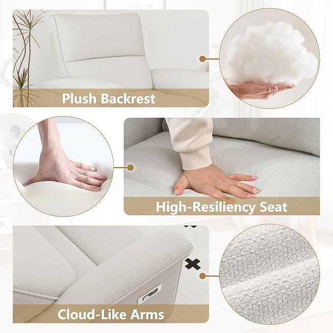 cinkehome Wall Hugger Power Recliners for Small Spaces Electric RV Recliners with USB Modern Recliner Chair for Living Room Apartment Off-White