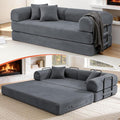 79 Corduroy Sofa Bed Boneless Couch in a Box with 2 Pillows High-Density Foam 4-in-1 Foldable Sleeper Futon Loveseat for Small Spaces No Assembly Side Pockets Dark Grey
