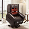 COLAMY PU Leather Power Lift Chair with Massage and HeatElectric Lift Recliner Chair with Thick Cushioned Padding Backrest for Living Room Office Bedroom （Darkbrown）