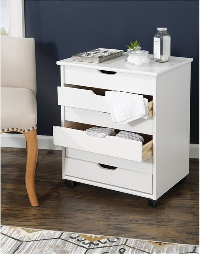 Mobile File Cabinet Six Drawer Rolling Storage Cart Mobile Organizer Home Office Kitchen Craft Space with Contoured Handles and Casters