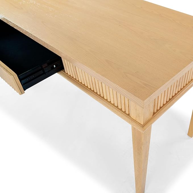 SAFAVIEH Couture Collection Shelbie Oak Brown &amp Black 1-Drawer Reeded Computer Table Office Writing Desk