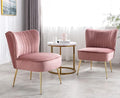 Pink Velvet Accent Chairs Set of 2 with Golden Legs Upholstered Side Chairs Mid-Century Modern Slipper Chairs for Guest Room Comfy Armless Wingback Corner Single Sofa Living Room Chairs
