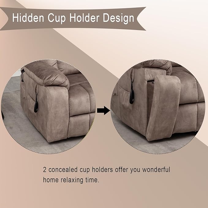 Power Lift Recliner Chair with Massage and Heating FunctionsVelvet Sofa with 2 Remote Controls and Two Cup HoldersRecline up to 160 DegreesSuitable for Living Room