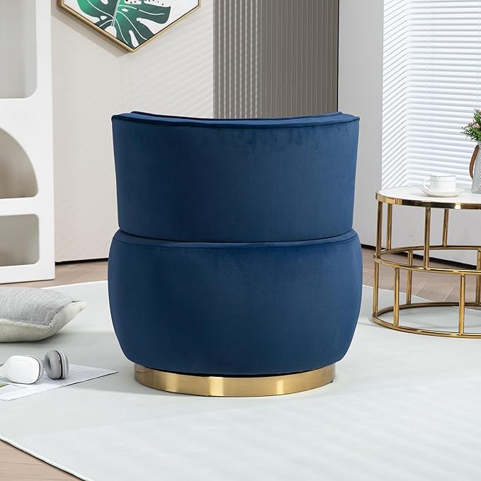 360 Degree Swivel Cuddle Barrel Accent Sofa Chairs Round Armchairs with Wide Upholstered Fluffy Velvet Fabric Chair for Living Room Bedroom Office Waiting Rooms