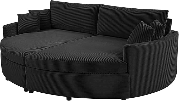 JUSTONE 102.3 Oversized Double Chaise Lounge Sofa Bed Convertible Loveseat with Deep Seat &amp USB Ports Modern Upholstered Couch for Living Room Black