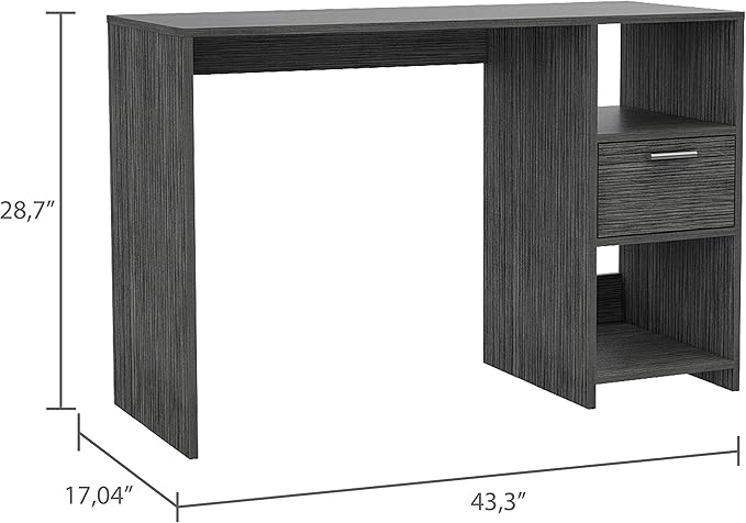 Writing Work Study Computer Desk with Open Storage Spaces One Drawer Two Shelves Functional Workspace Desk for Home Office Living Room