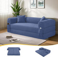 80 Convertible Sofa Bed 3-in-1 Corduroy Folding Pull Out Couch with Pillows No Assembly Modern Boneless Couch Compression Sofa in Box Floor Sofa with Side Storage for Living RoomDark Smog Blue