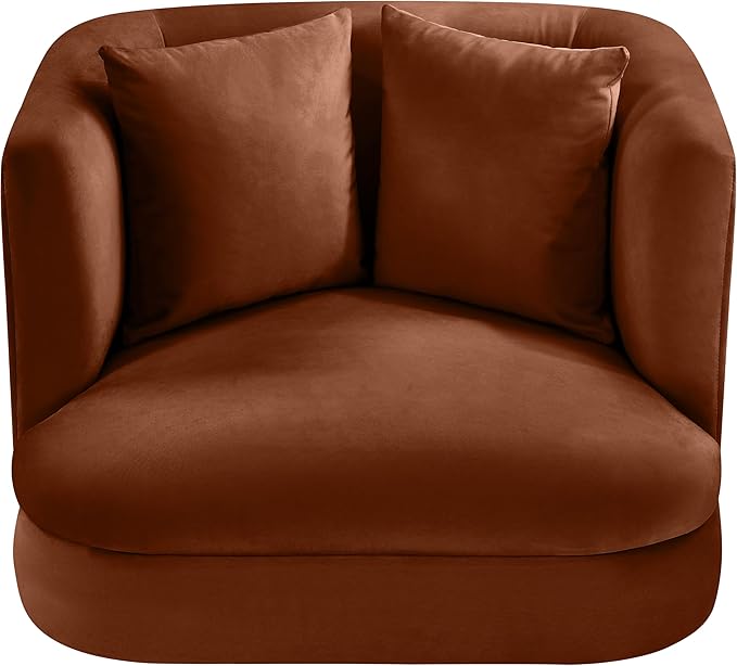 Meridian Furniture 699Cognac-C Alder Collection Modern | Contemporary Chair with Ultra Luxe Cognac Velvet 460 GSM Velvet Solid Wood Frame 38 W x 36 D x 30 H Cognac