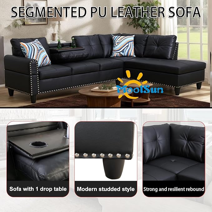 L-Shaped Combination Sofa Set Luxurious Synthetic Leather Living Room Sofa Suitable for Living Rooms Bedrooms Apartments and Offices