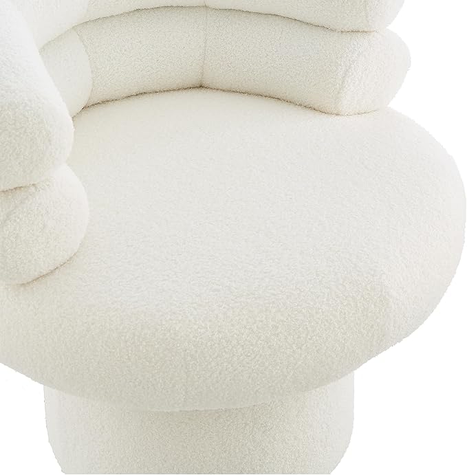 Christopher Knight Home Kayah Upholstered 360° Swivel Accent Chair Teddy Fleece Swivel Barrel Chair Modern Vanity Chair for Living Room Bedroom White
