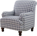 Coaster Home Furnishings - Glenn - Wood - Upholstered Accent Chair with English Arms Houndstooth Check Pattern Turned Legs and Attached Cushions - Living Room - Blue - 903093