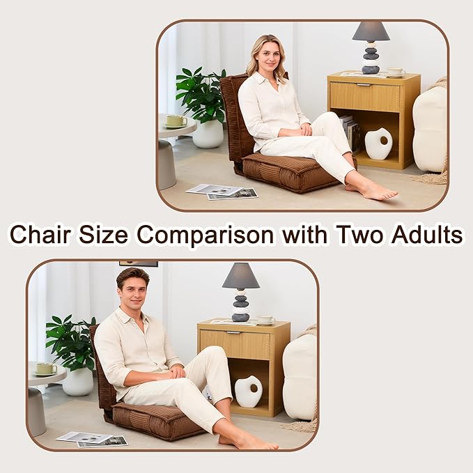 Adjustable Floor Chair with Back Support 6-Position Folding Meditation Chair Floor Sofa Chairs for Adults Comfy Accent Chairs for Reading Gaming Living Room Bedroom Coffee