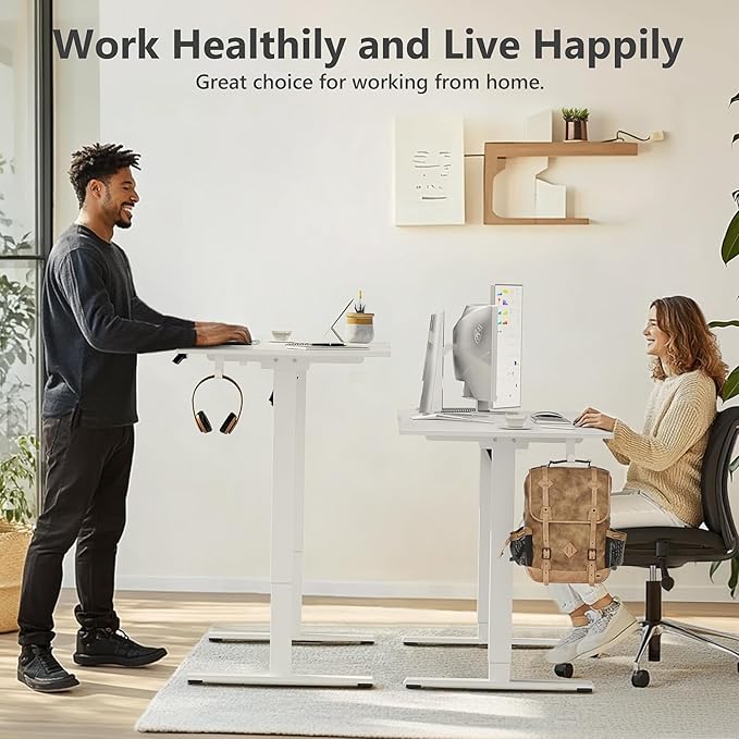 Singel Motor Standing Desk 63 inch White
