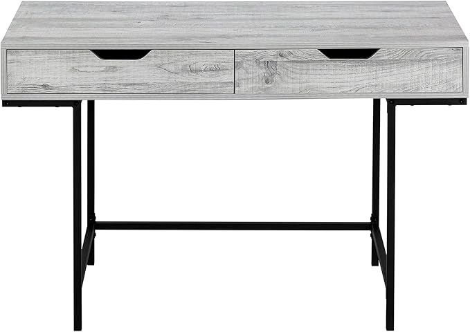 Computer Desk Home Office Laptop Storage Drawers 48 l Work Grey Laminate Black Metal Contemporary Modern QS677
