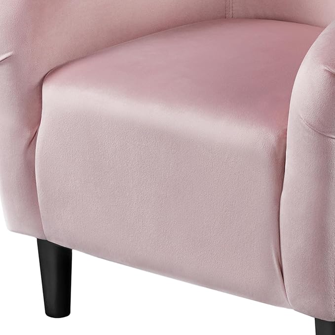 Yaheetech Barrel Chairs Furry Accent Chairs with Soft Padded Armrest for Living Room Bedroom Waiting Room Office Set of 2 Pink