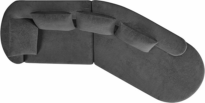 GDFStudio 116 Modern Curved Sectional Sofa with Chaise LoungePearl Upholstered Fully Compressed Sponge Couch2 Pcs SetRight Hand FacingFully Assembled Lounge Seating for Living RoomCharcoal Gray