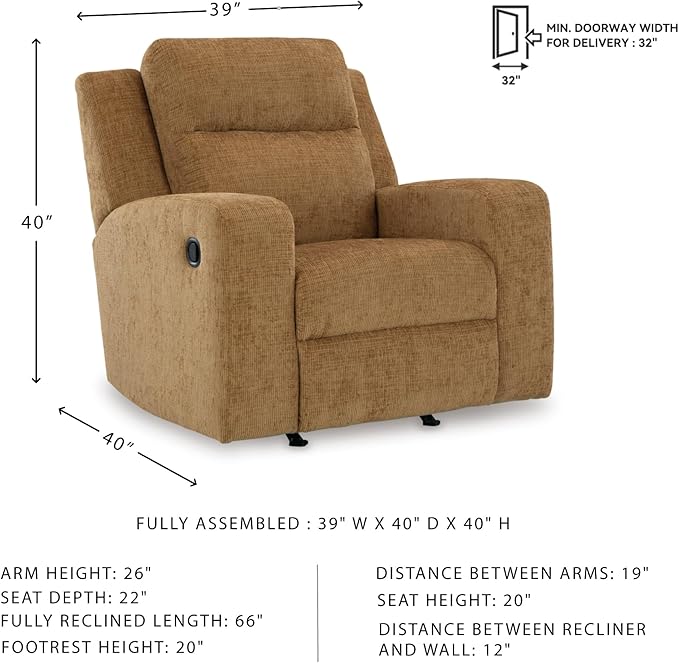 Signature Design by Ashley Kanlow Modern Manual Rocker Recliner Light Brown