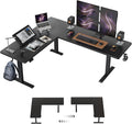 FEZIBO 75x63 L Shaped Standing Desk Electric Height Adjustable L Shaped Desk Suitable for Home Office Black