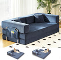 Folding Sofa Bed Convertable Corduroy Couch King Size Floor Sleeper 4-in-1 DIY Combination Modular Sofa Fold Out Futon Lounge Comfy Foldable Lazy cama for Living Room (Blue 80.15)