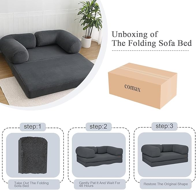 COMAX Convertible Folding Sofa Bed Foldable Chair Bed Floor Futon Couch with Back Support Comfy Corduroy Fold Out Mattress Sleeper for Living Room Bedroom