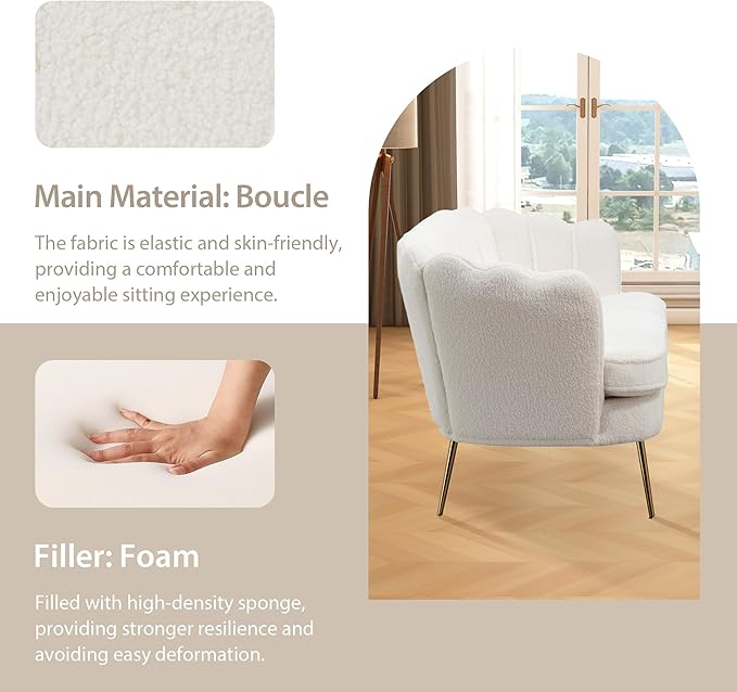Aoiy &amp Wifon 59 W Comfy Small Loveseat for Small Spaces Upholstered 2-Seat Settee Loveseat with Metal Legs Boucle Ivory