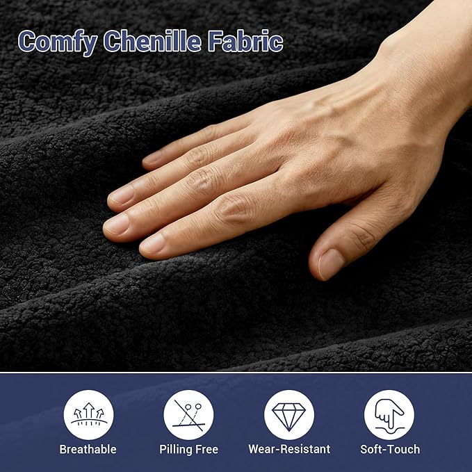 110Cloud Sectional Couch Chenille Boneless Couch L Shaped with Deep Seats &amp Wide Armrests Convertible Modular Sectional Sofa Memory Foam Compression Floor Sofa for Living Room No Assembly Requ