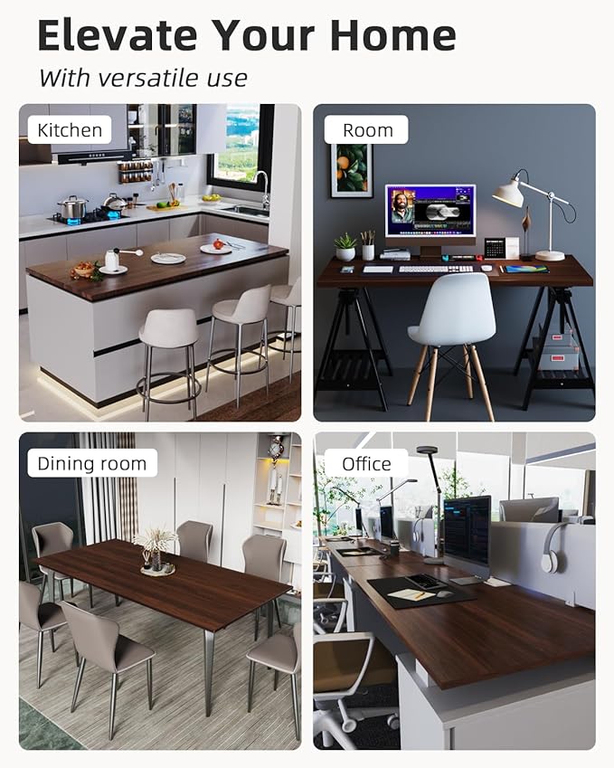 Universal 48 x 24 One-Piece Particle Board Table Top 1 Thick Desktop for Stand Up Height Adjustable Desk Frames Home Office Tabletop Countertop DIY Red Walnut