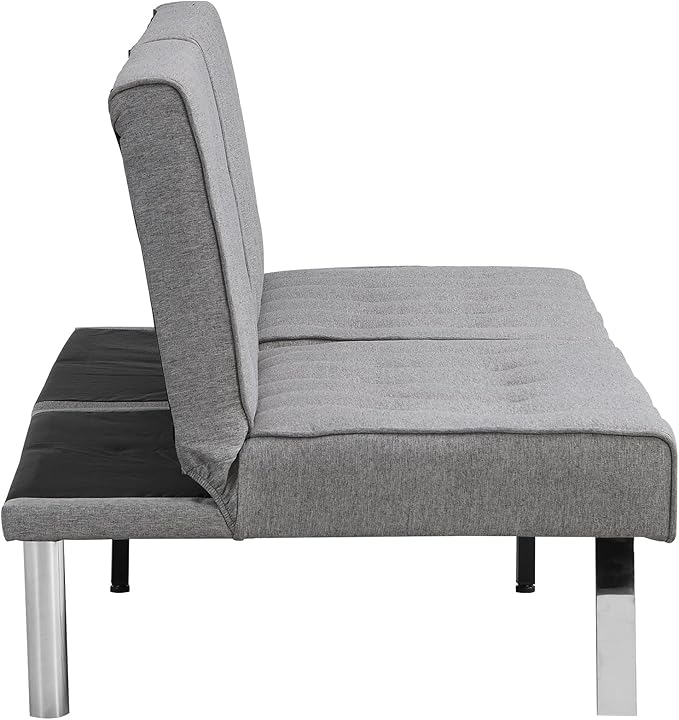 Sofa Adjustable Couch Sleeper Sofa Bed for Living RoomLoveseat Upholstered Modern Convertible FutonFaux Linen Grey