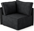 Luxuly Modular Sectional Corduroy Sofa Set L Shaped Couch Reversible Chaise Modular Sectional Couch Mix and Match Pieces Corner Sofa Black