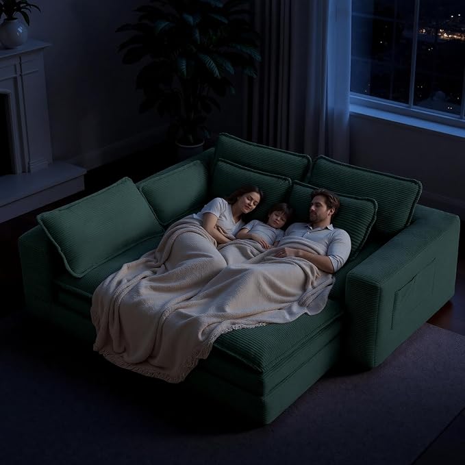 109 Sectional Couches Boneless Modular Sofa for Living Room with Ottoman | No Assembly Required Sofa Bed L shaped Couch | Corduroy Deep Seat Couch with Double Layer Cushion &amp Removable Cover | Gr