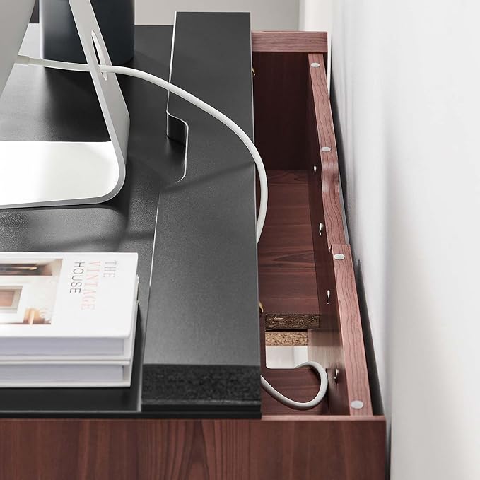 Modway EEI-6206-BLK-CHE Kinetic 38 Wall-Mount Office Desk Black Cherry