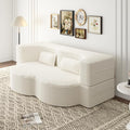 Convertible Sofa Bed Full Size｜78 Sleeper Couch with 2 Pillows｜Corduroy Fabric Folding Sofa Bed｜High-Density Foam｜No Assembly｜Space-Saving｜for Living Room Guest Room｜Beige
